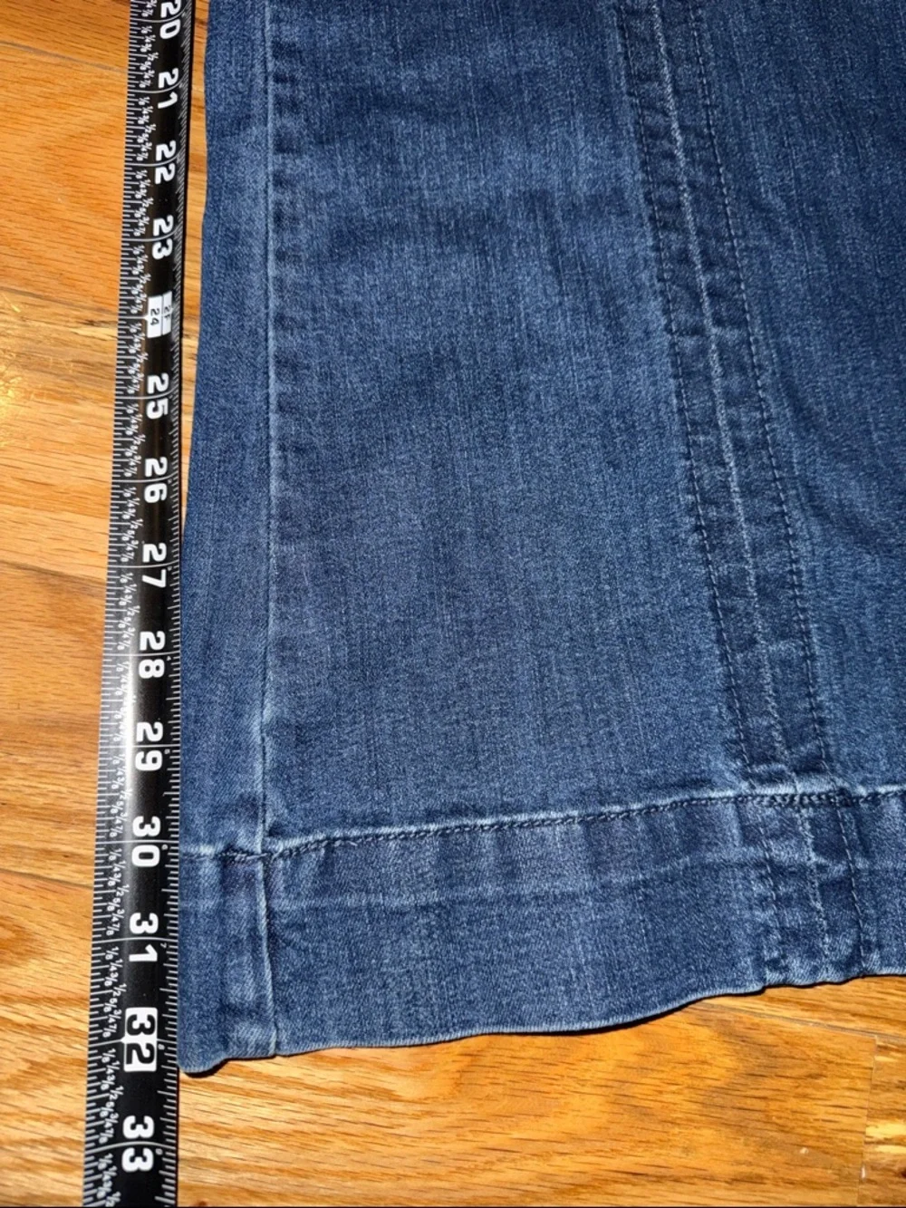 Free People Front Seam Deep Sea Blue Stretch Denim Wide-Leg Jeans, size 29 - Picture 4 of 6